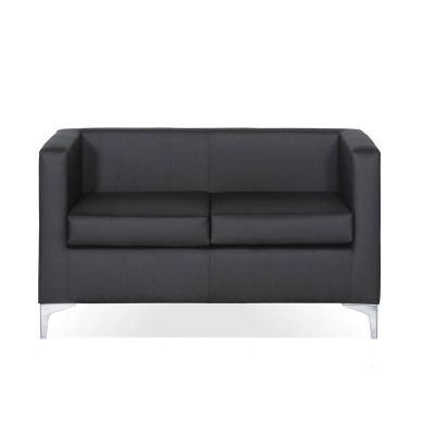 2-seat sofa covered in black eco-leather