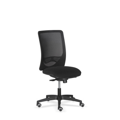 D2141R/16 Operational chair, medium grey mesh backrest with adjustable lumbar support. Padded and covered in black fireproof fabric.