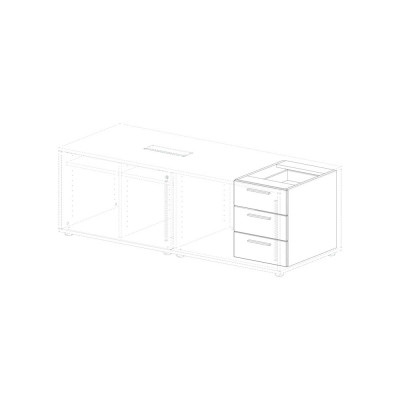D3010N Internal chest of drawers for service unit, with 3 drawers in black melamine. Sizes: mm 400Lx530Dx490H.