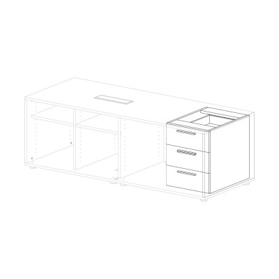 Cassettiera interna per mobile di servizio. Olmo