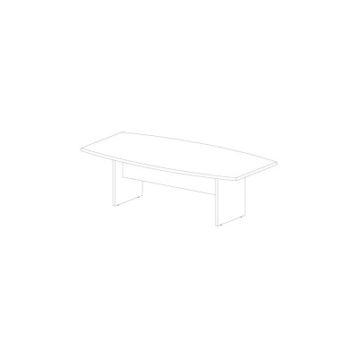 D3020O Contoured meeting table with top and sides in dark elm melamine. Sizes: mm. 2400Lx1200Dx740H.