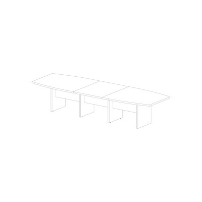 D3024O Contoured meeting table with tops and sides in dark elm melamine. Sizes: mm. 3700Lx1200Dx740H.