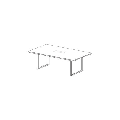 D3148F/N Meeting table with ring legs with top access, top in black melamine. Sizes: mm 2200Lx1250Dx740H.