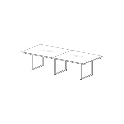 D3154F/N Meeting table with ring legs with top access, consisting of two tops in black melamine. Sizes: mm 3300Lx1650Dx740H.