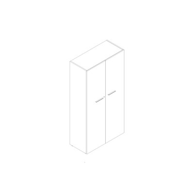 D3591BOC Bookshelf with hinged doors in white melamine/dark elm. Sizes: mm 1000Lx460Dx1950H.