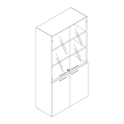 Libreria ante+vetri mm 1000x460x795h. Nero