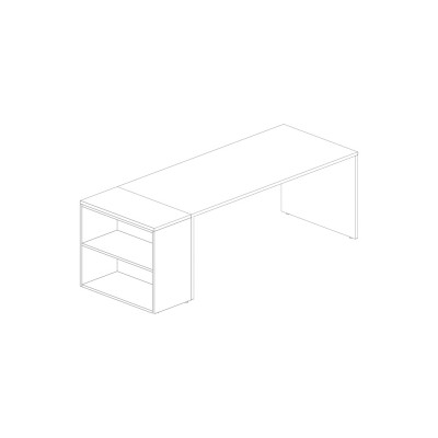 Open melamine flush with surface unit. Sizes: 800Lx415Dx745H mm.