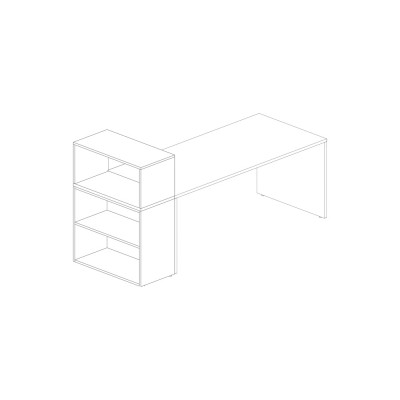 Flush with surface unit with top unit open melamine. Sizes: 800Lx415Dx1165H mm.