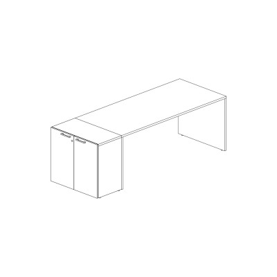 Flush with surface unit in melamine with doors. Sizes: 800Lx415Dx745H mm.