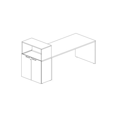 Flush with top with 2 doors with top unit in melamine. Sizes: 800Lx415Dx1165H mm.