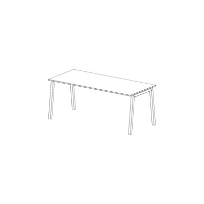 D4390B Desk with V legs. Top in white melamine. Sizes: mm 1600Lx800Dx740H.