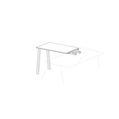 D4398B Attachable extension for desk with V legs. Top in white melamine. Sizes: mm 1200Lx600Dx740H.