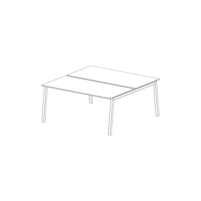 Desk with shelves of mm 1800x800 opposed with V legs. White melamine shelves. Sizes: mm 1800Lx1650Dx740H.
