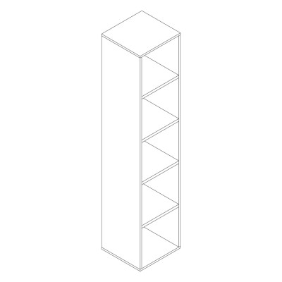 Open melamine bookshelf. colour black. Sizes: 450Lx430Dx2100H mm.