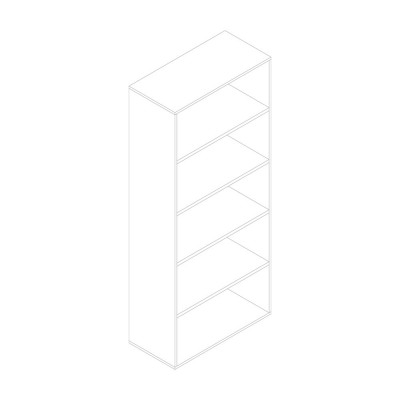 D4510MD Open melamine bookcase. white. Sizes: 900Lx430Dx2100H mm.