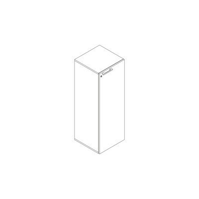 Melamine bookcase with hinged door white/steel colour. Sizes: 450Lx450Dx1270H mm.