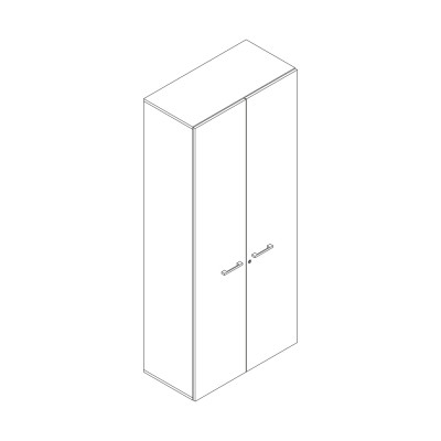 Melamine bookshelf with hinged doors black/eucalyptus colour. Sizes: 900Lx450Dx2100H mm.