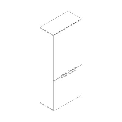 Bookshelf in melamine with double hinged doors black/eucalyptus colour. Sizes: 900Lx450Dx2100H mm.