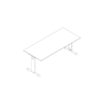 Desk in melamine with standard T legs. or embossed. Sizes: 2000Lx800Dx745H mm.