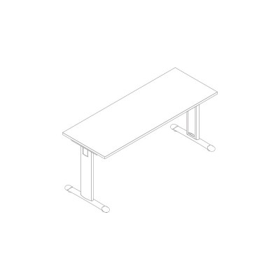 Service table in melamine with standard T legs. Sizes: 1000Lx600Dx745H mm.