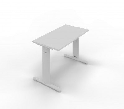 Service table in melamine with standard T legs. Sizes: 1200Lx600Dx745H mm.