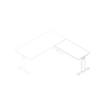Extension in melamine for desk with standard channelled T legs. Sizes: 800Lx600Dx745H mm.