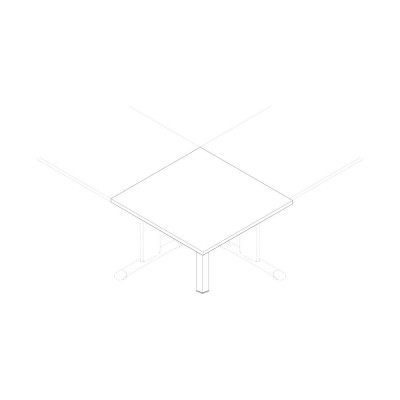 Square coupling in white melamine for desks with T leg. Sizes: 800Lx800Dx745H