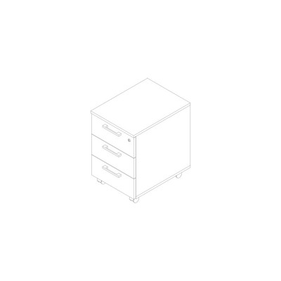 Drawer unit in melamine on wheels with 3 drawers, colour white. Sizes: 415Lx550Dx600H mm.