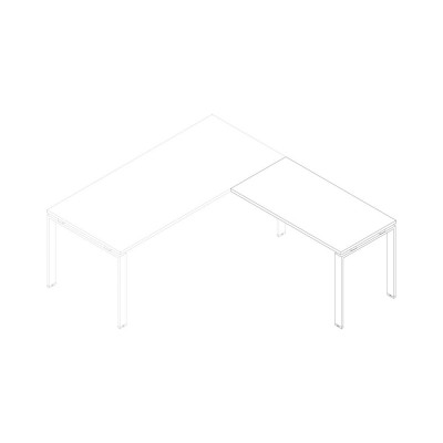 D5307BD Melamine extension for desk with U legs. White top. Sizes: 800Lx600Dx745H mm.