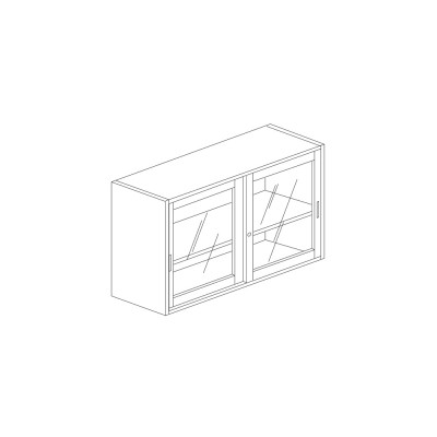 Metal top unit with sliding doors in glass. Grey. Sizes: 1200Lx450Dx680H mm.