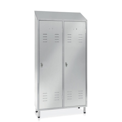 Locker stainless steel 2 compartments mm. 950Lx400Dx1780+1980H.