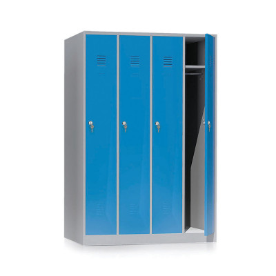 Spogliatoio 4 posti c/zoccolo mm 1200x500. Grigio/Blu