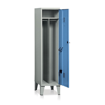 Locker with 1 compartment with partition mm. 415Lx500Dx1800H. Grey-blue.