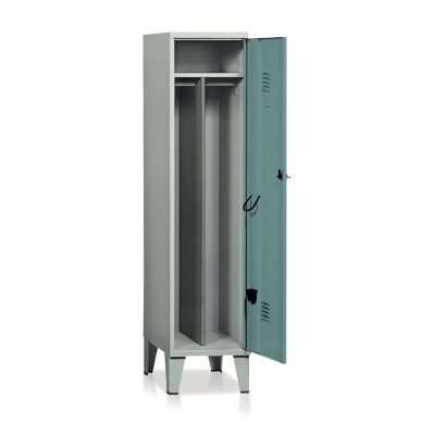 Locker with 1 compartment with partition mm. 415Lx500Dx1800H. Grey-dark green.