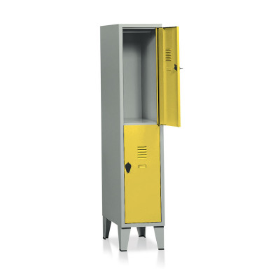 Locker 2 compartments mm. 360Lx500Dx1800H. Grey/yellow.