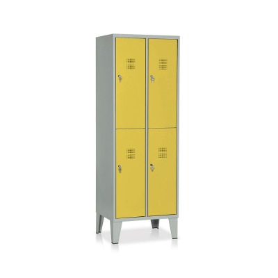 Locker 4 compartments mm. 610Lx500Dx1800H. Grey/yellow