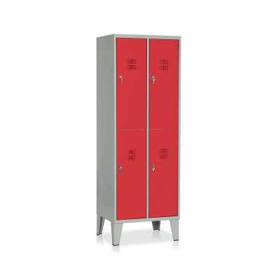 Locker 4 compartments mm. 610Lx500Dx1800H. Grey/red.