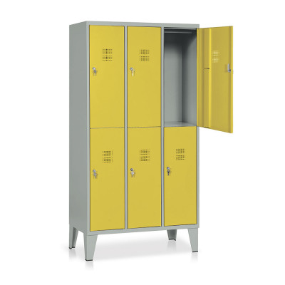 Locker 6 compartments mm. 905Lx500Dx1800H. Grey/yellow.