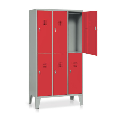 Locker 6 compartments mm. 905Lx500Dx1800H. Grey/red.