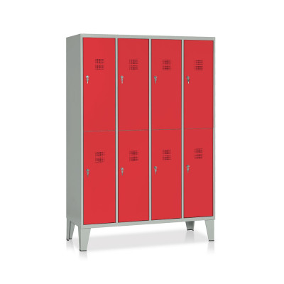 Locker 8 compartments mm. 1200Lx500Dx1800H. Grey/red.