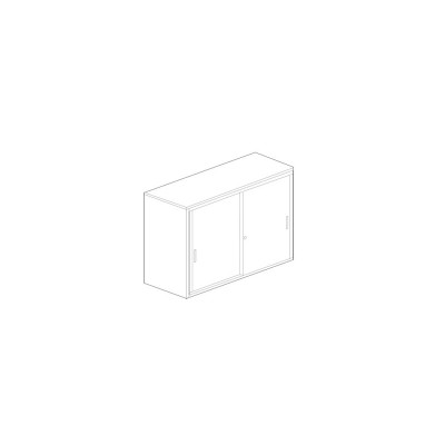 DF7104BI Metal bookcase with sliding doors white. Sizes: 1200Lx450Dx900H mm.