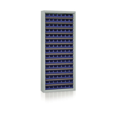Shelf with 105 containers blue mm. 840Lx270Dx2000H.