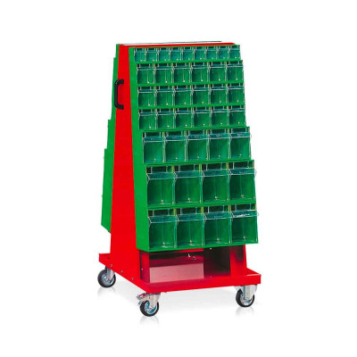 Drawer unit trolley with mm. 620Lx610Dx1330H. Red.