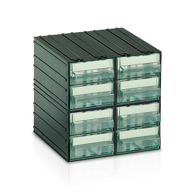 Drawer unit with 8 clear drawers and 8 dividers mm. 225Lx225Dx225H.