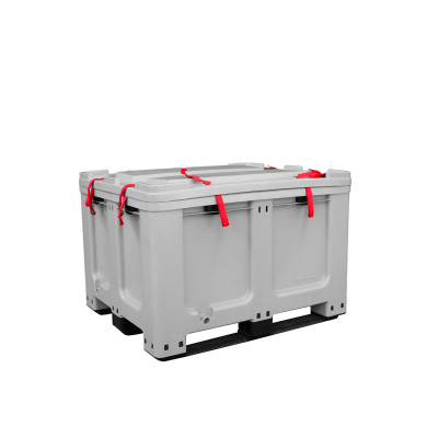 Contenitore con coperchio per batterie al piombo esauste. Grigio. Mm 1200x1000x760h
