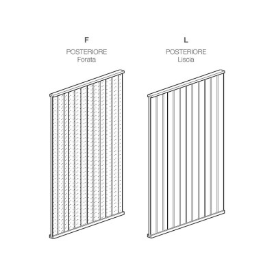 Perforated rear panelling mini-maxi series galvanised. Sizes: mm 1972Hx1500L.