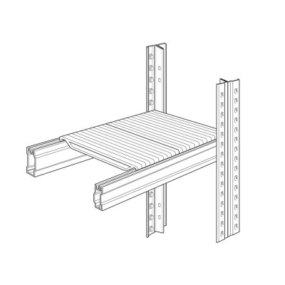 Maxi shelf with small shelves mm 300x25h. Horizontal beams mm 80H. Sizes: mm 1800Lx800D.