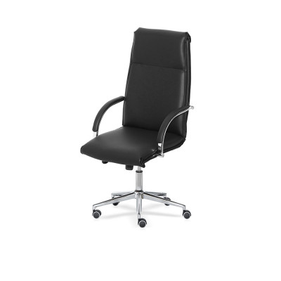Executive chair with high back and black eco-leather upholstery