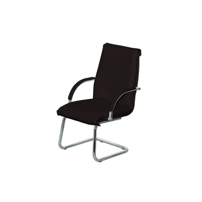 D2029EN Interlocutory armchair with coated armrests, medium backrest, black eco-leather upholstery.