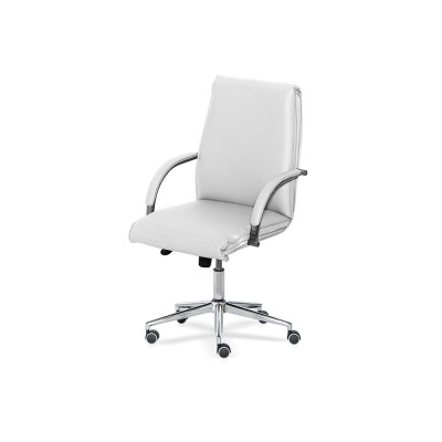 Executive chair with medium backrest, white eco-leather upholstery.